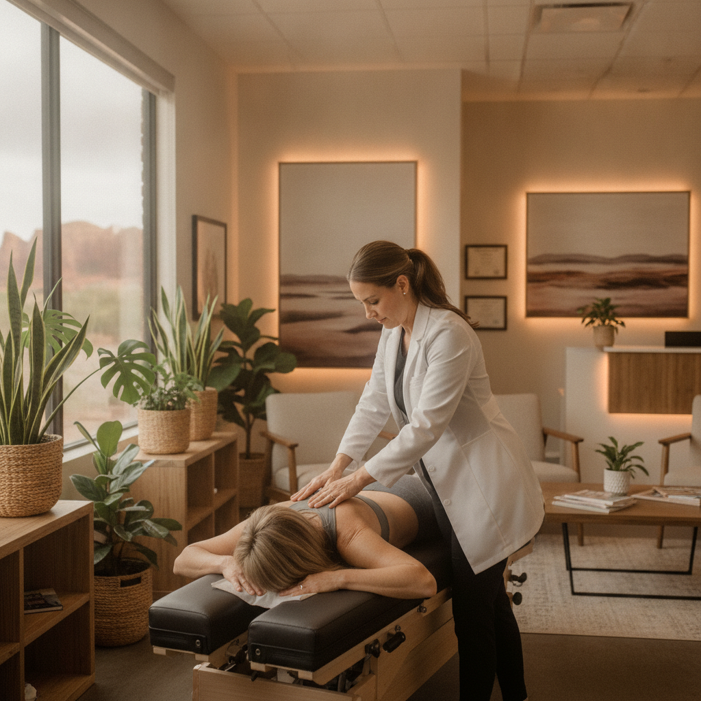 Chiropractor Mesa AZ clinic with patient and doctor during consultation